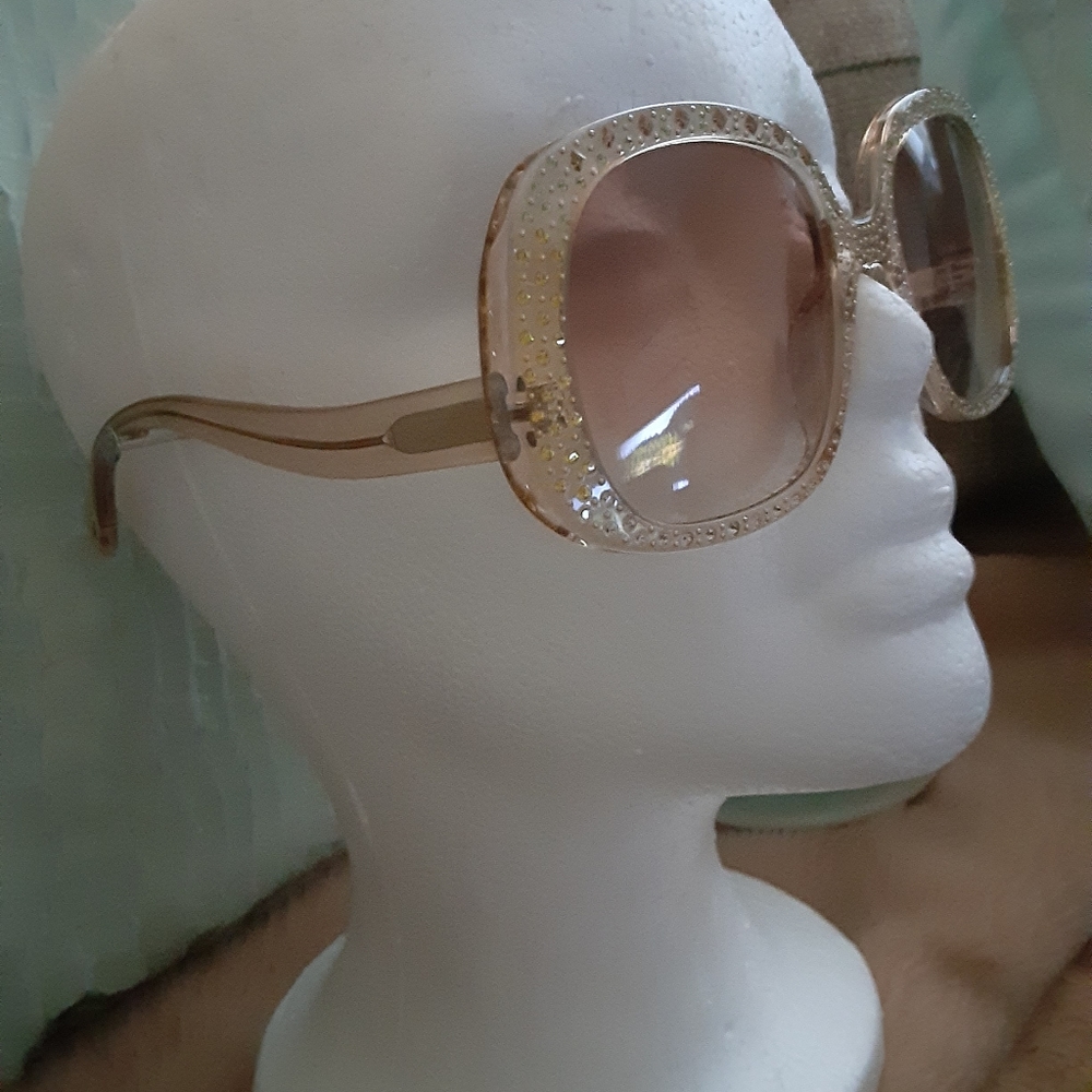 Chloe crystal embroidered gold yellow sunglasses